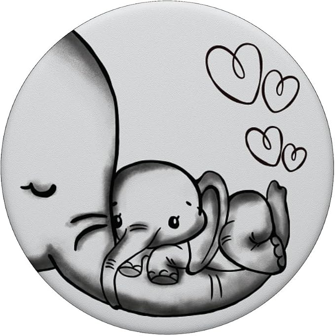 Cute Elephant Mom &amp Baby Elephant Love Beautiful Phone Grip PopSockets Grip and Stand for Phones and Tablets PopSockets Adhesive PopGrip