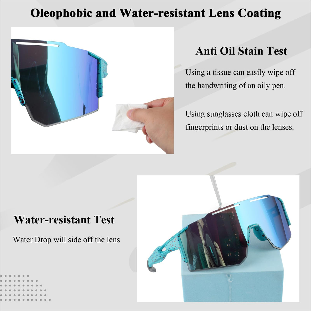 Ukoly Sport Sunglasses for Men and Women,HD PC Lens UV400 Protection