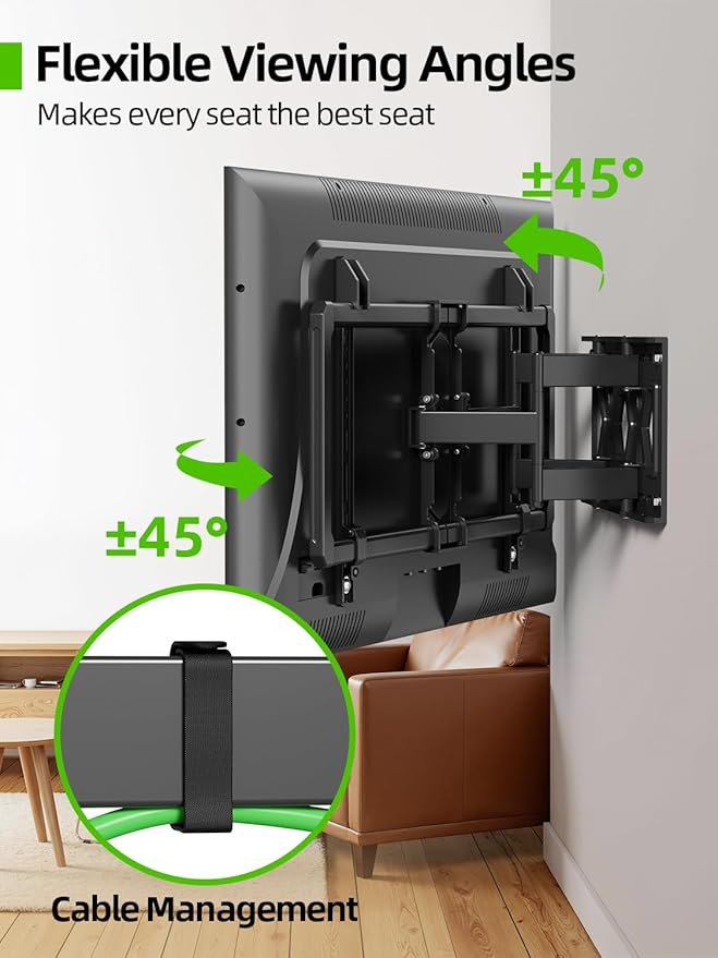 USX MOUNT Ultra Slim TV Wall Mount for Most 37-90 inch Television, Full Motion TV Mount Dual Swivel Articulating Tilt 6 Arms, Up to 120lbs, VESA 600x400mm, Max 16" Wood Studs, XML612-K