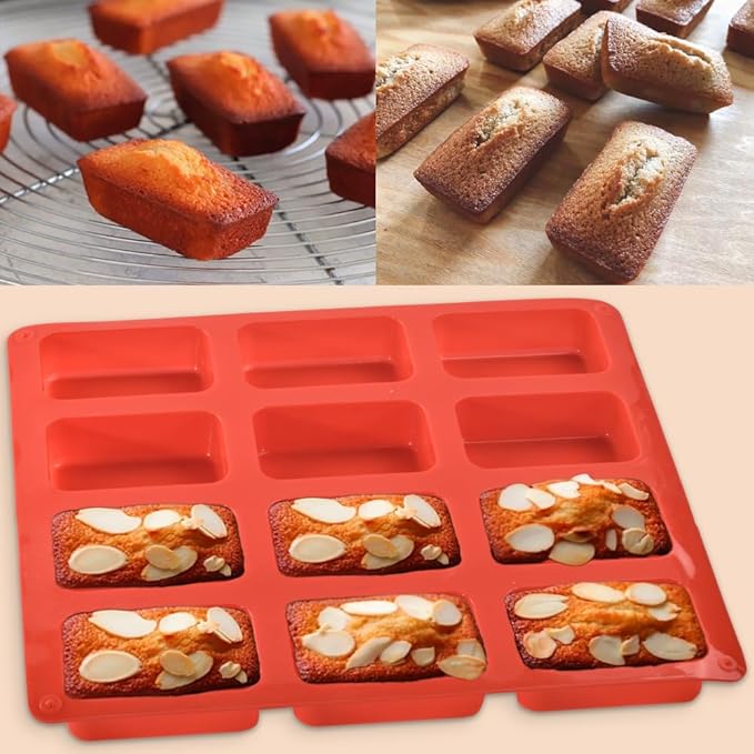 ionEgg Silicone Loaf Pan, Non-Stick Mini Bread Pan, 12 Cavity Silicone Bread Baking Mold, for Loaf Cake, Bread, Meatloaf, Pack of 3