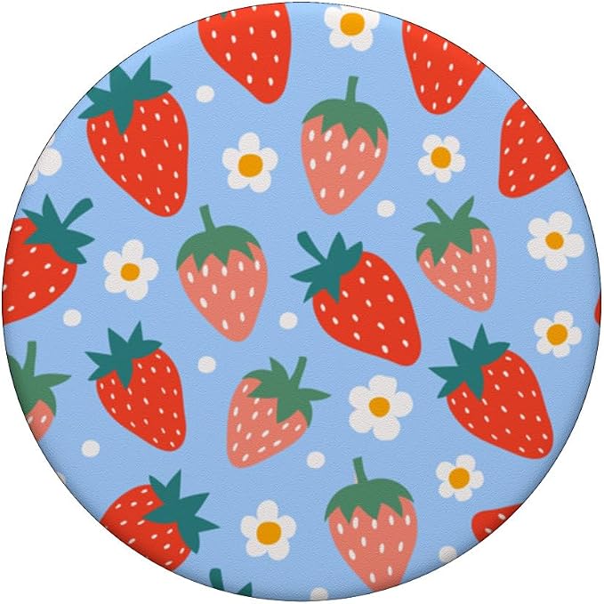 PopSockets Phone Grip – Floral Blue Strawberry Patch PopSockets Adhesive PopGrip