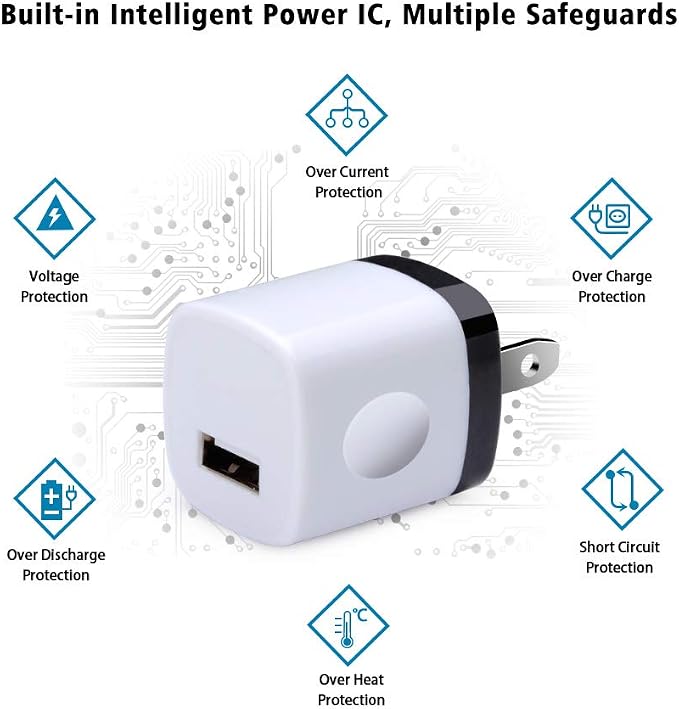 Wall Adapter 10 PackUorMe 1A 5V Single Port Charger Power USB Plug Charging Cube Block Box Compatible iPhone 14 13 12 SE 11 Galaxy S23 Ultra S22 S21 FE S10e S9 A13 A03s A71 A51 Note20 Google 8A 7A