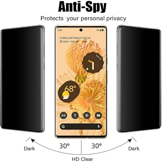 3 Pack Privacy Screen Protector for Google Pixel 4 9H Hardness [Anti-Scratch] Full Coverage Anti-Spy Tempered Glass Film for Google Pixel 4 [Don’t Support Fingerprint Unlock] | 9H Hardness Anti-Spy T