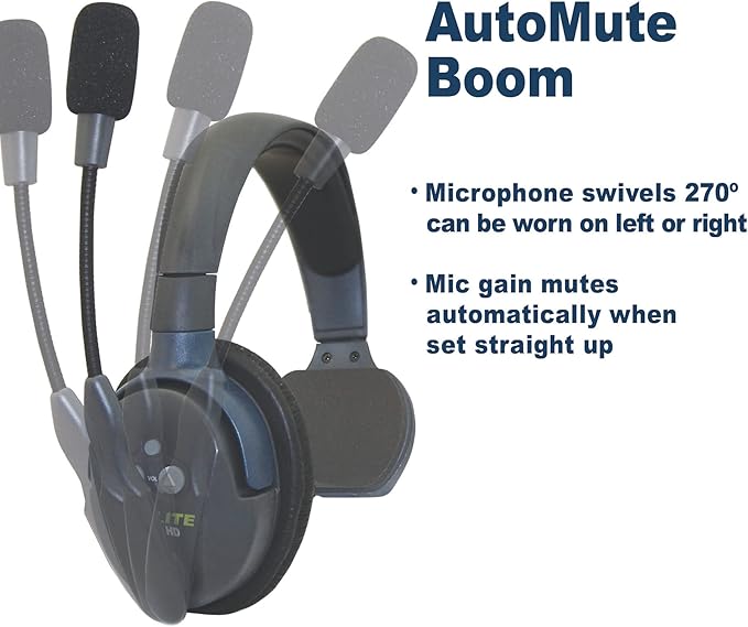 EARTEC HUB7S Ultralite-HD 7 Person Full Duplex Wireless Intercom Headset Communication System, Single Ear Headsets, Up to 1000ft Range, U.S. Company