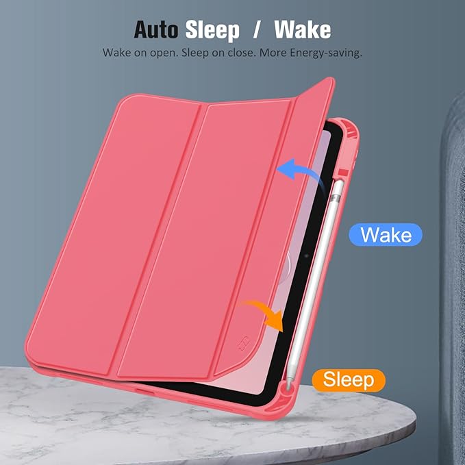 Fintie SlimShell Case for iPad (A16) 11th Generation 11 Inch (2025), iPad 10th Generation 10.9 Inch (2022) - Flexible Soft TPU Stand Back Cover with Pencil Holder, Pink