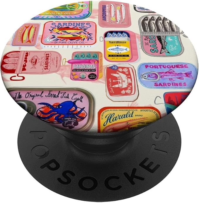 Retro Sardine Tin Canned Fish European Summer Scrapbook PopSockets Adhesive PopGrip