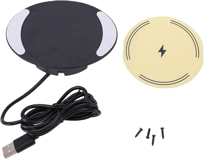 Concealed Wireless Charger Under Desk Wireless Charger 10W Fast Charging Countertop Phone with Automatically Adjusts Power Output for Table Nightstand Coffee Shops
