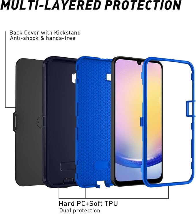for Samsung Galaxy A17 5G caseA16 5G Heavy Duty casewith A Tempered Glass Screen Protector [Military Grade Protective ] [Shockproof] [Dropproof] [Dust-Proof]for Galaxy A17 / A16(Black)