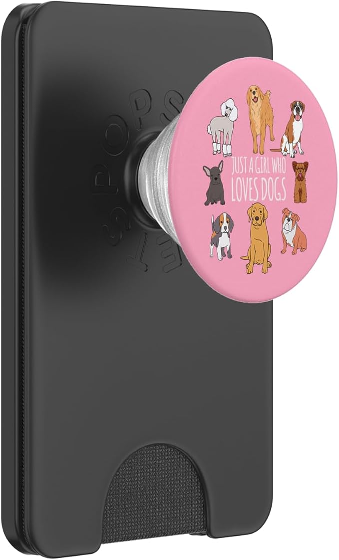 Fun Cute Pink Just A Girl Who Loves Dogs PopSockets Adhesive PopGrip