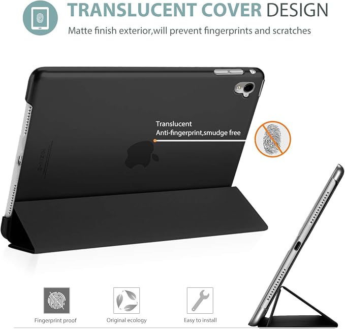 ProCase Smart Case for iPad Pro 9.7 Inch 2016 -Black | Ultra Slim Lightweight Stand Shell with Translucent Frosted Back Cover for iPad Pro 9.7”(A1673 A1674 A1675)