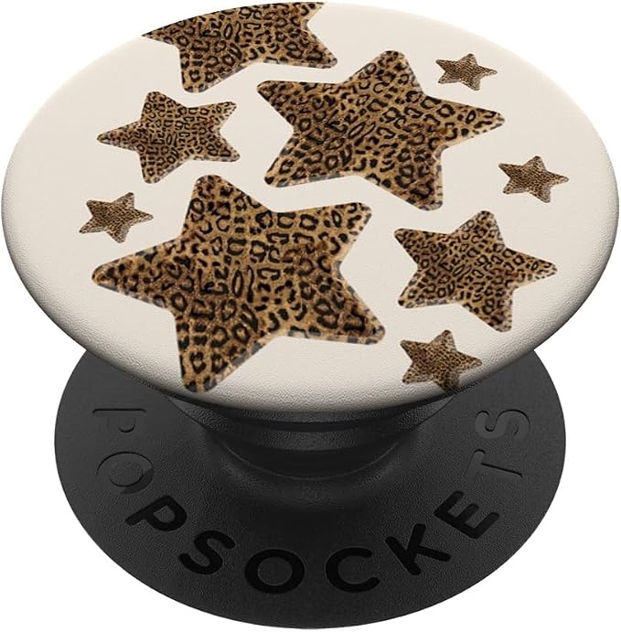 Cute Aesthetic Stars Cheetah Pattern Leopard Print Girly Y2k PopSockets Adhesive PopGrip