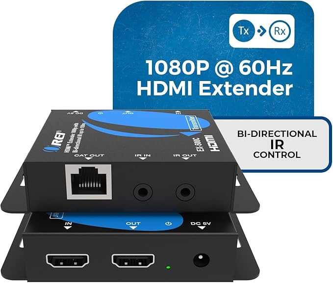 OREI HDMI Over Ethernet Extender with HDMI Loop Out, Bi-Directional IR, and PCM2.0 Audio – Extend 1080p@60Hz Up to 492ft Over CAT6/7