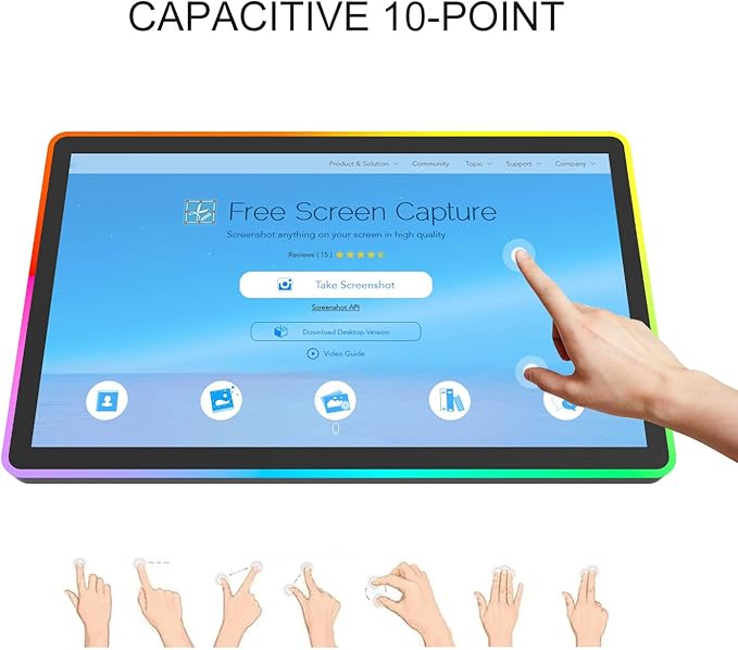 GreenTouch 27 Inch LED-Framed Touch Screen Monitor with HDMI+VGA+DP Interface, PCAP Touchscreen Monitor for self-Service Kiosk