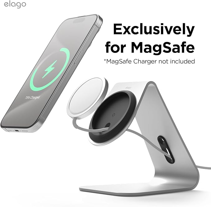 elago MS4 Charging Stand for MagSafe Charger | Aluminum Stand for iPhone Series Designed for iOS17 Standby Mode (Cable Not Included) (Black)