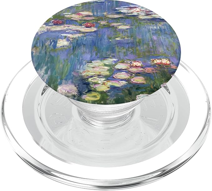 PopSockets Monet's Water Lilies Modern Art Impressionism Painting Phone Grip - Black - Compatible with Smooth Hard Plastic Phone Cases