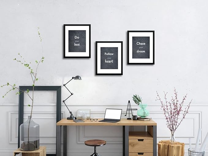 11x14 Picture Frame Set of 3 with Real Glass for Pictures 8x10 with Mat or 11x14 Without Mat, Wall Gallery or Tabletop display Photo Frames in Black