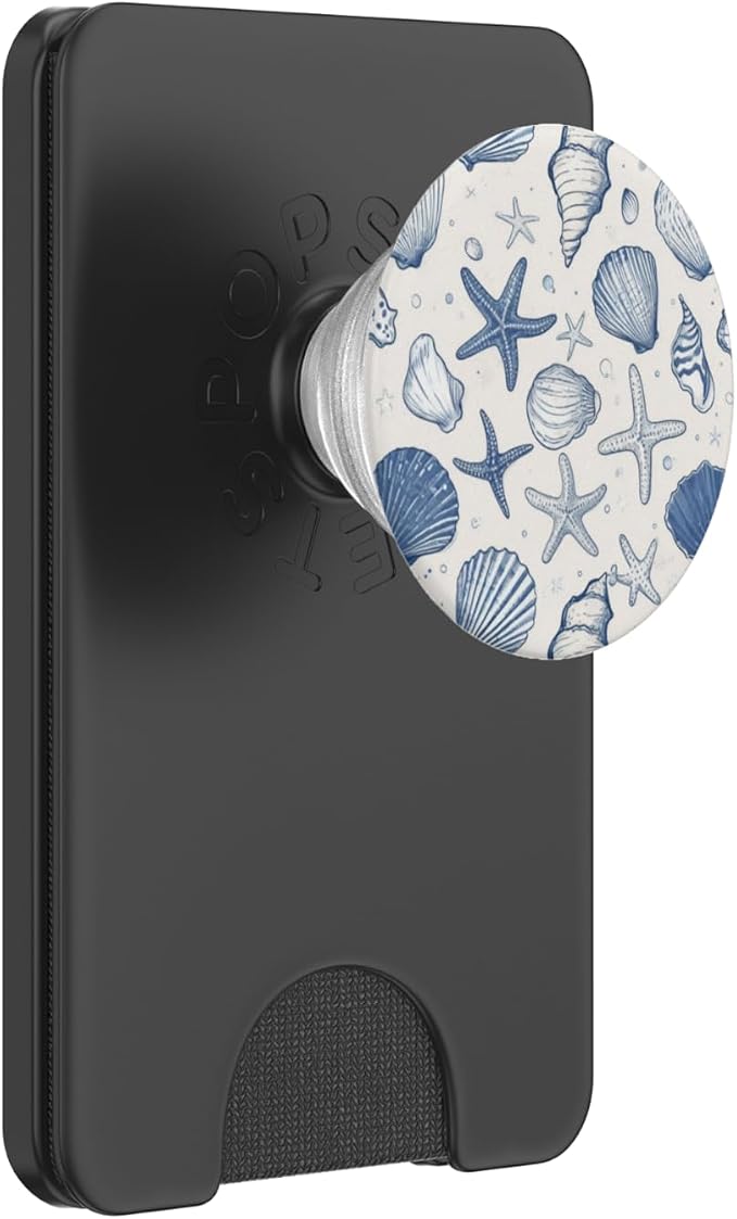 Blue Seashell Starfish Pattern PopSockets PopGrip for MagSafe