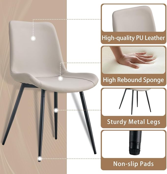 Modern Dining Table Set for 4, 62'' Sintered Stone Dining Table with 4 Chairs, Easy to Assemble