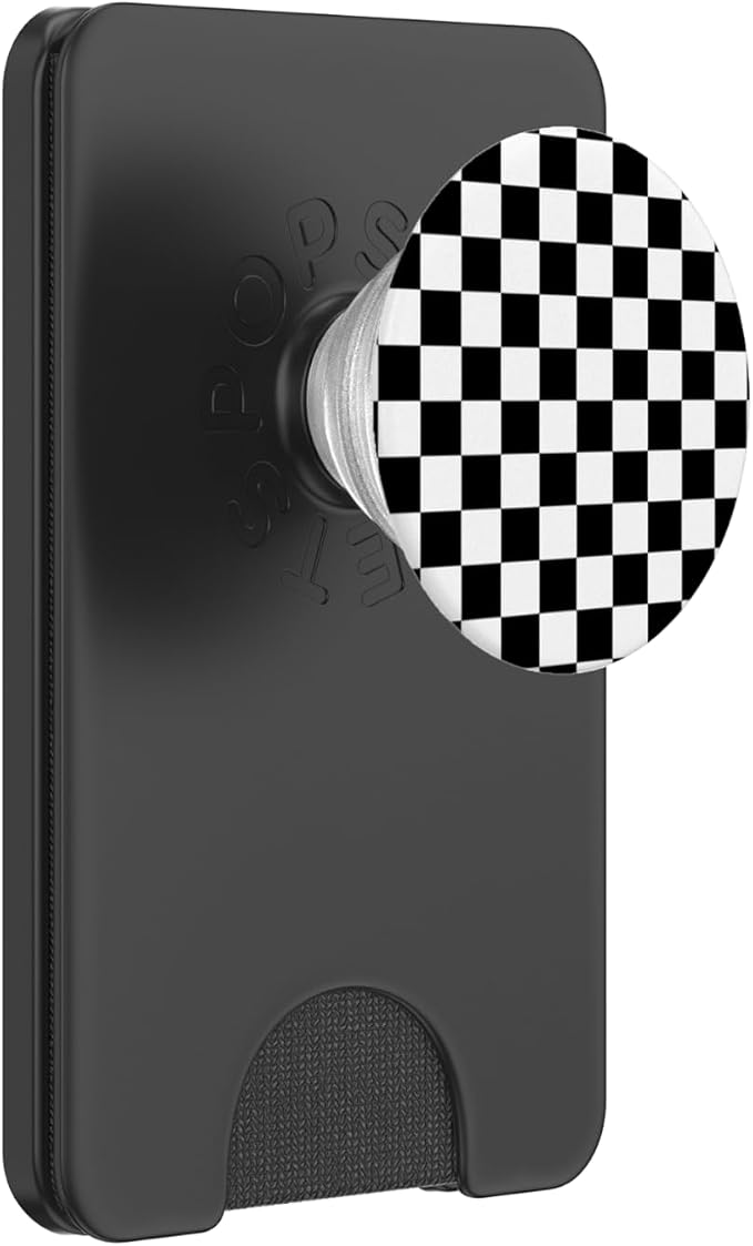 Black/White Classic Checkered Big Checkerboard PopSockets Adhesive PopGrip