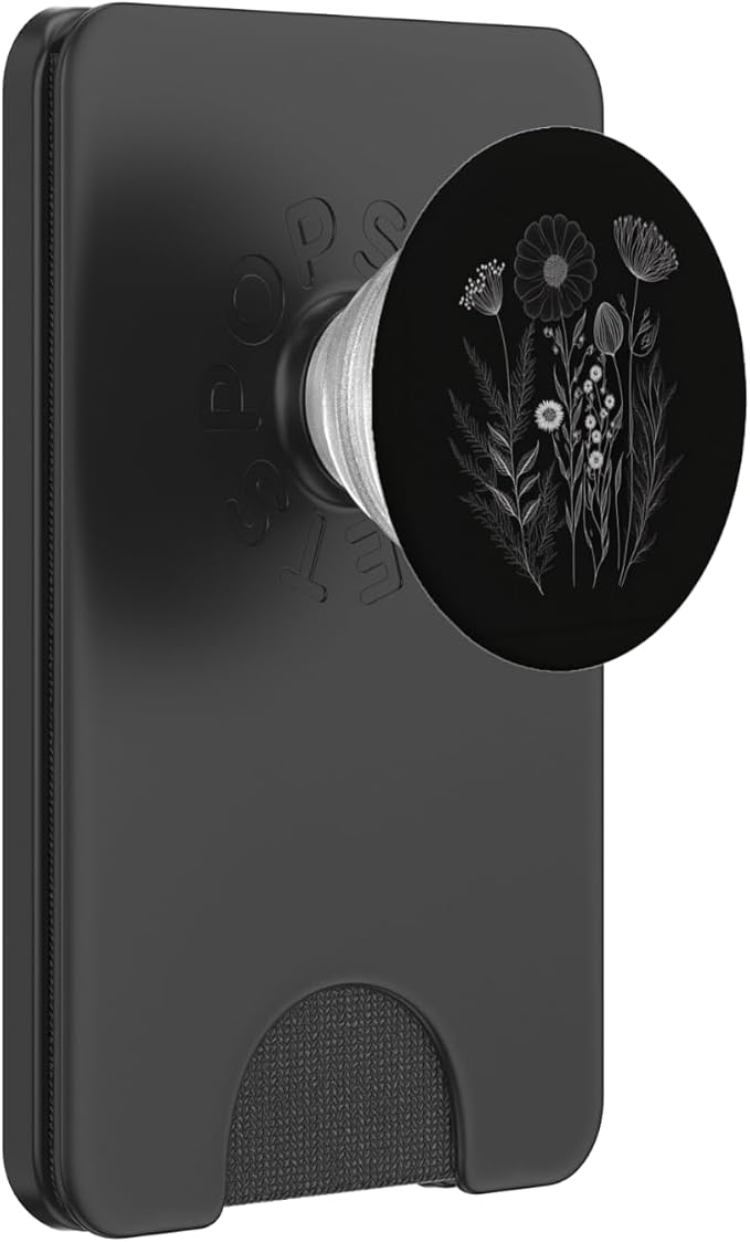 Wildflower Floral Flower Design Feminine Black PopSockets Adhesive PopGrip