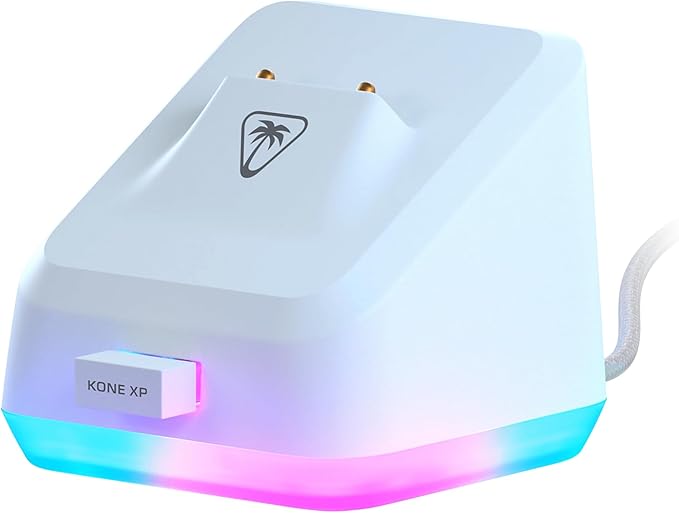 Turtle Beach Kone XP Air Wireless RGB Gaming Mouse, 19000 DPI Optical Sensor, 100-hour Rechargeable Battery & Charging Dock, 29 Programmable Inputs, Ergonomic Design, Bluetooth, 4D Wheel – White