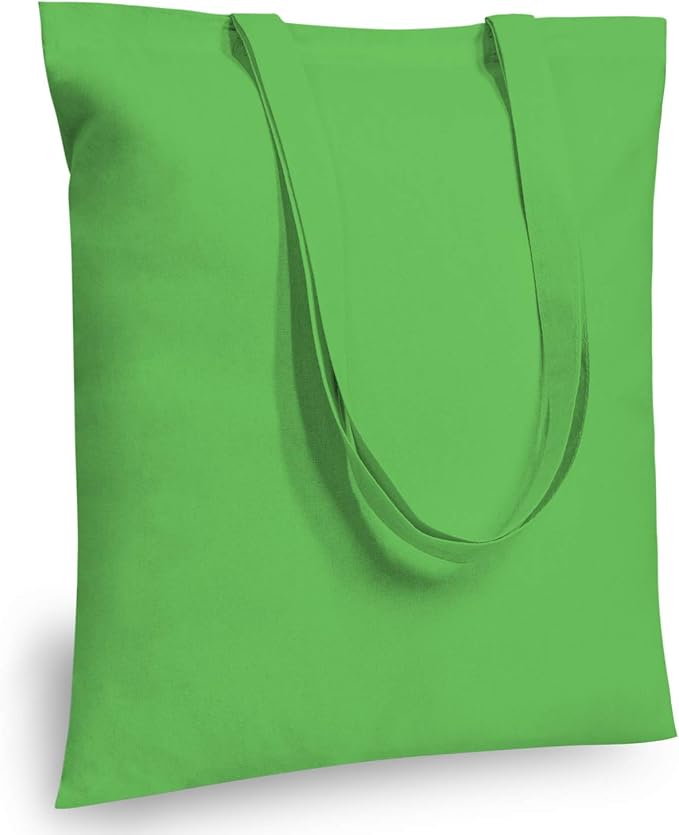 TOPDesign 6-Pack Economical 16"x15" Lime Green Cotton Tote Bag, Lightweight Medium Reusable Grocery Shopping Cloth Bags, Suitable for DIY, Advertising, Promotion, Gift, Activity