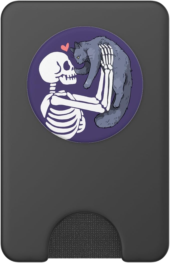 PopSockets Skull &amp Goth Phone Grip &amp Stand - Skeleton &amp Cat PopSockets PopGrip for MagSafe