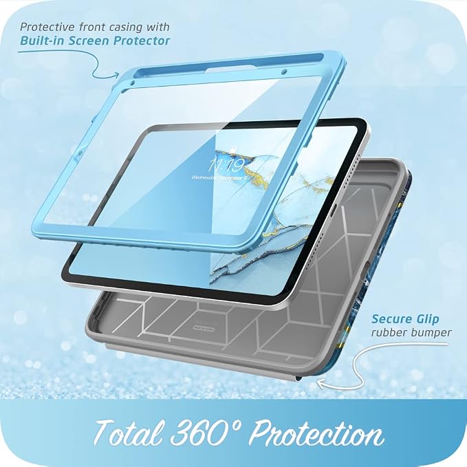 i-Blason for iPad mini 7 Case iPad mini 6 Case 8.3 inch Marble | Built-in Screen Protector Auto Sleep/Wake Pencil Holder Trifold Stand Full-Body Protection