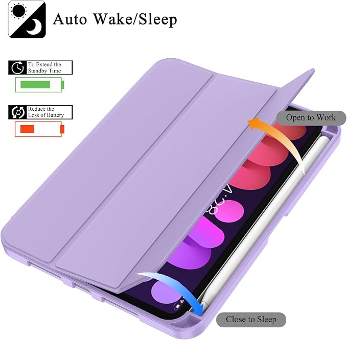 Soke Case for iPad mini (A17 Pro) 7th/ 6th Generation (Book Wine) | Built-in Apple Pencil Slot fit iPad Mini 2024 and 2021 8.3 inch Auto Sleep/Wake