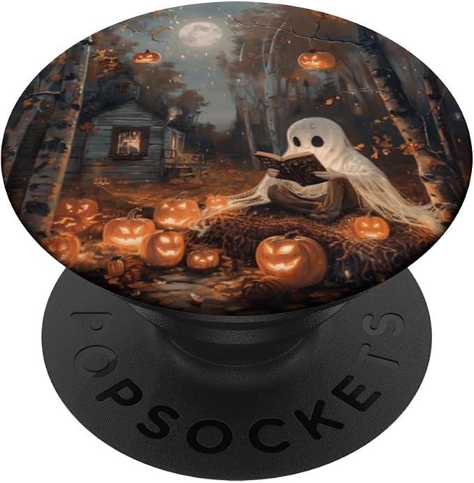 Spooky Halloween Ghost Reading Bookish PopSockets PopGrip for MagSafe