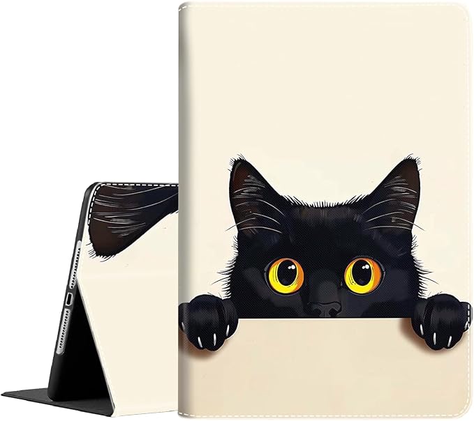 Case for iPad 9th/8th/7th Generation 2021/2020/2019 iPad 10.2 Inch Also Fit iPad Air 3th Gen 2019/iPad Pro 10.5 inch，Standing Cover with Auto Sleep/WakeCute Black Cat
