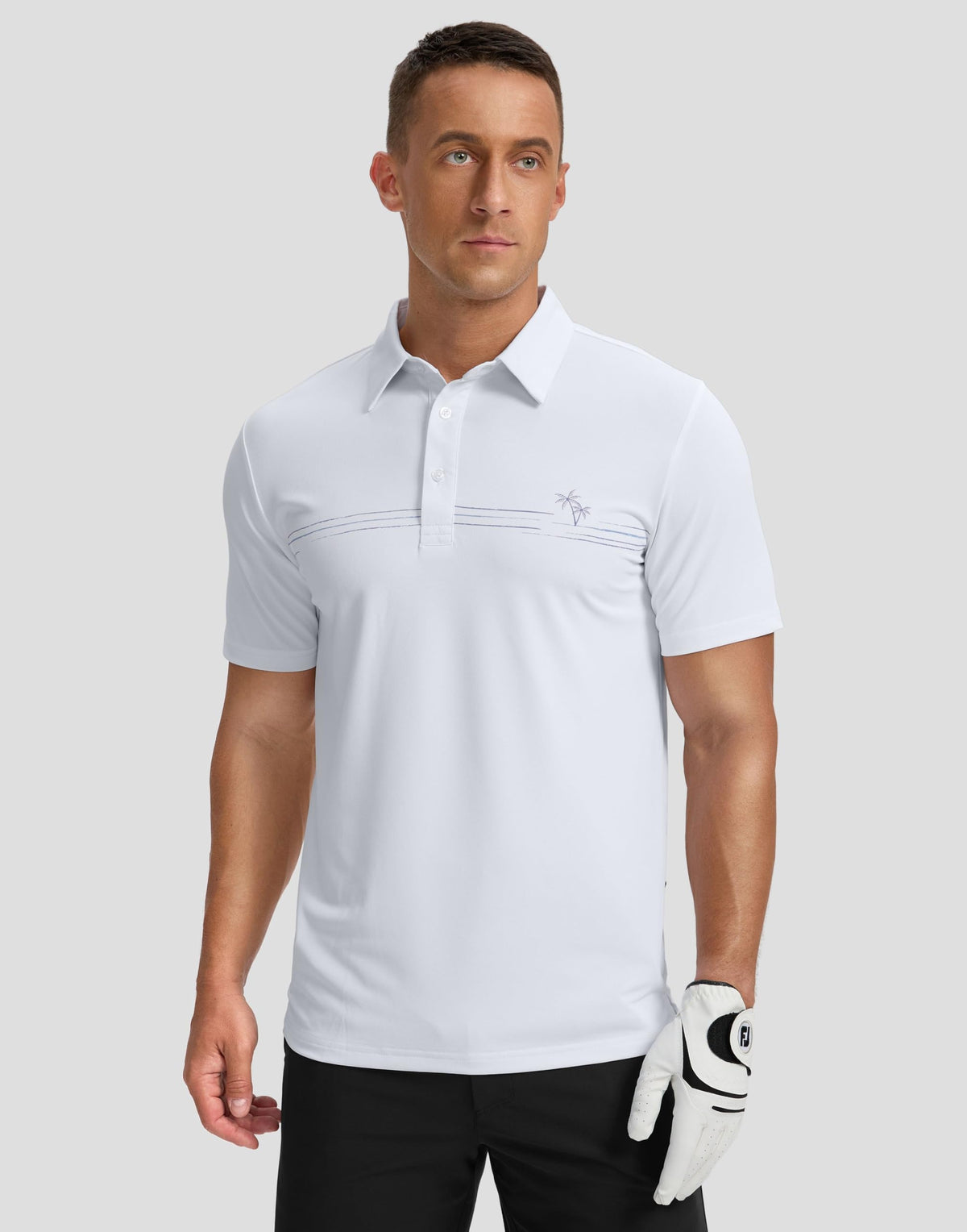 Men's Golf Polo Shirts Dry Fit Short Sleeve Shirt, White Coco, 2XL