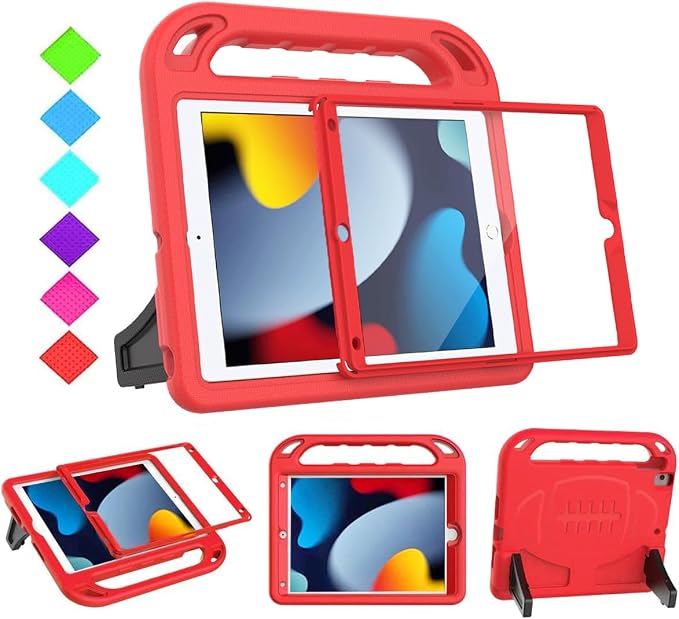 BMOUO Kids Case for iPad 9th/8th/7th Generation (iPad 10.2 Inch 2021/2020/2019) with Built-in Screen Protector Durable Shockproof Handle Stand iPad 9th 8th 7th Generation Case for Kids Black