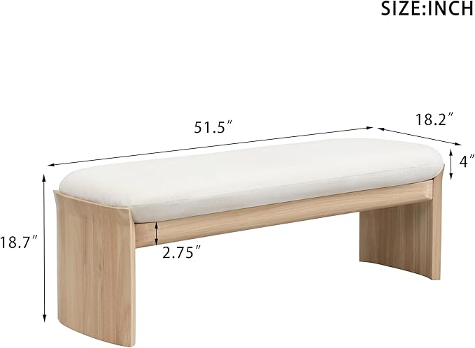 Christopher Knight Home Paxton Fabric Upholstered Ottoman Bench, Rectangular Foot Stools Ottoman, Entryway Wood Ottoman Footrest, Bedroom End of Bed Footstool,Living Room Sofa Extra Seat,Beige+Natural