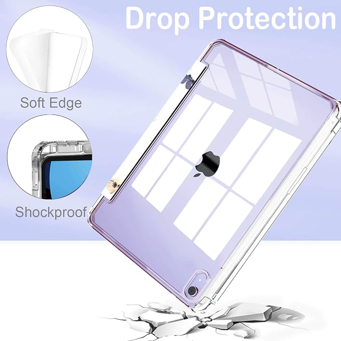 Feams Case for iPad mini 7 A17 Pro 2024/iPad Mini 6 2021 Slim Lightweight Trifold iPad mini 7 A17 Pro Case 8.3 Inch 2024 Clear Back Cover with Pencil Holder &amp Auto Sleep Blue Bow