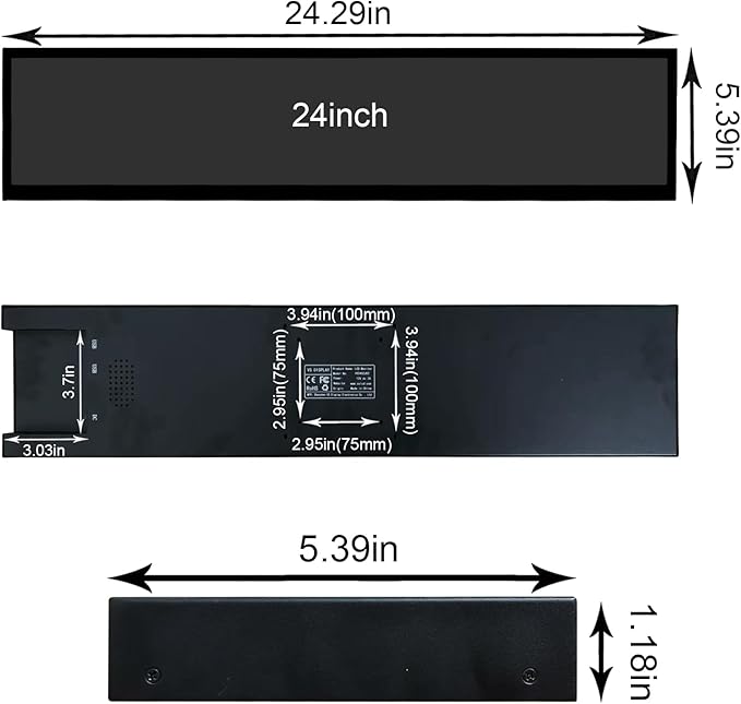 VSDISPLAY 24 Inch Ultra Digital Signage 1920x360 Resolution IPS Display,Auto-Copy Autoplay from USB, Screen Rotation & Split Screen for Supermarket,Retail Store,Restaurant,Mall