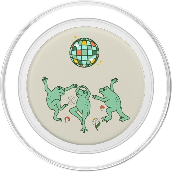 Funny Frog Disco Dance 70s 80s Groovy Hippie Funky Party PopSockets Adhesive PopGrip