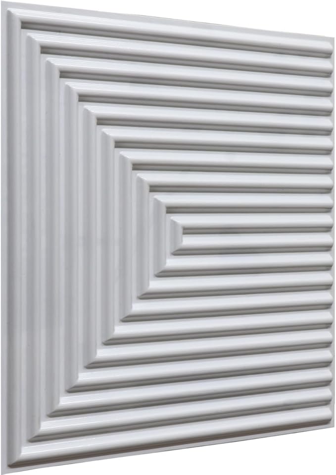 From Plain To Beautiful In Hours 9004 Depth Tier PVC 12 in x 12 in Peel and Stick Wall Panels (Covers / 10 sq.ft), White Matte, 10 Piece