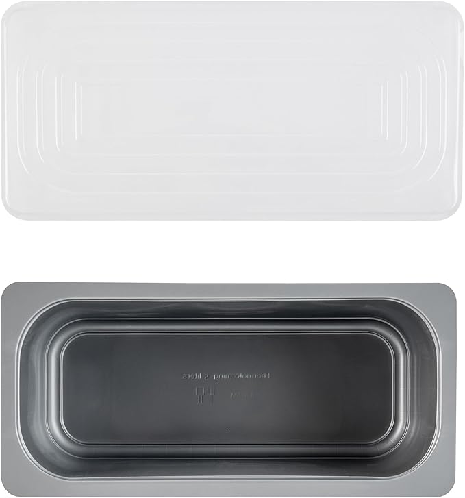 Restaurantware Ice Cream Container 25 Count 5.28 Liter Plastic Frozen Dessert Tub Rectangular Durable Storage Gray