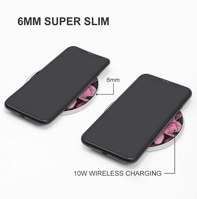 Pink Peony Wireless Charger Magnetic Phone Induction Charger 10w Fast Wireless Charging Station Compatible with iPhone 17 16 15 14 13 12 Pro Max Samsung Galaxy S25 S24 S23