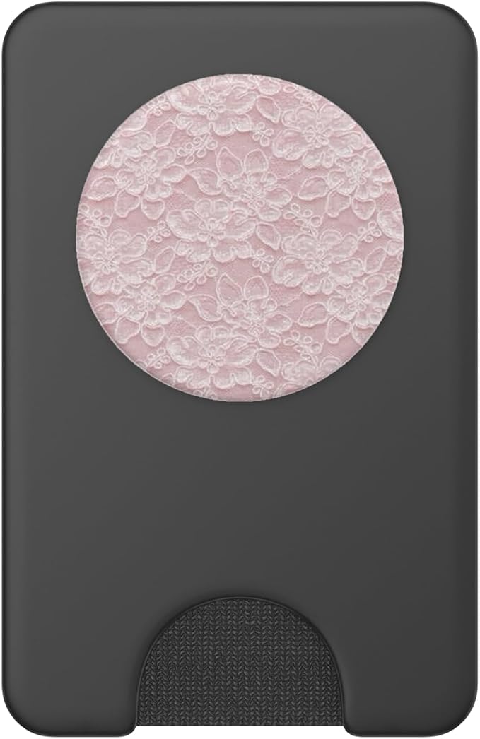 Pink White Floral Lace Pattern PopSockets PopWallet for MagSafe