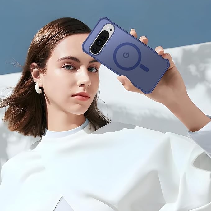 Magnetic for Google Pixel 9 Pro XL Case, [Military Grade Drop Protection] [Compatible with MagSafe] Shockproof Slim Translucent Matte Anti-Slip for Women Girls Men Case, Matte Blue