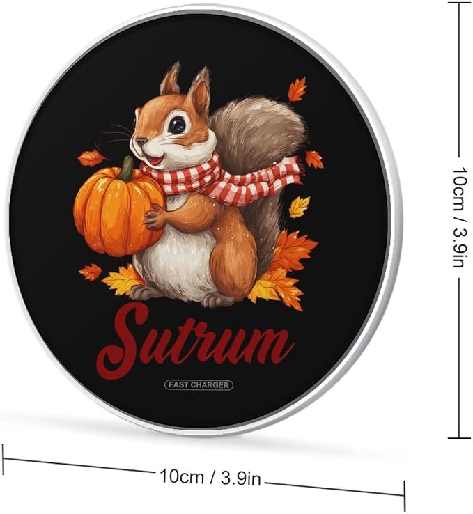 Fall Squirrel Maple Leaf Wireless Charger Portable Charging Pad | LightweightAll Smartphone