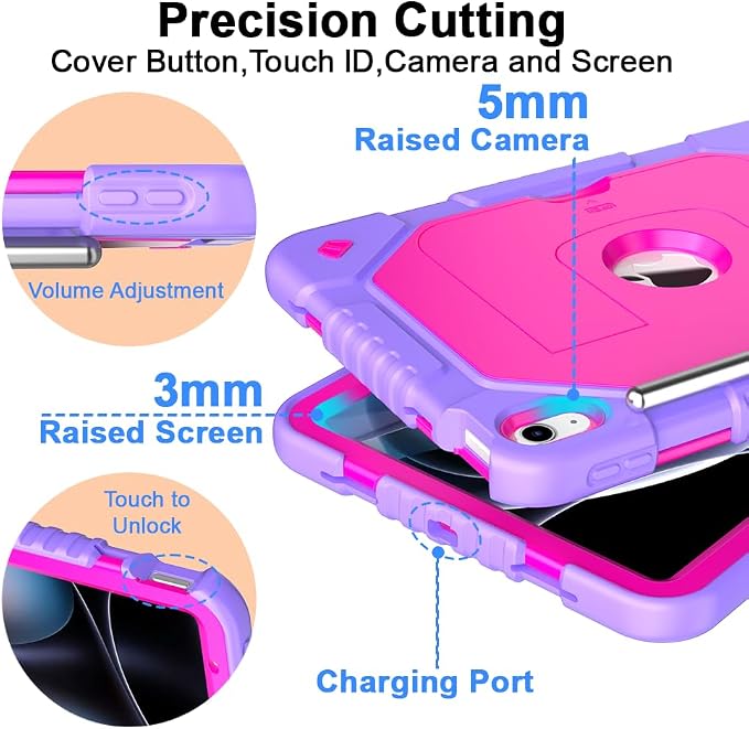 Dteck for Apple iPad 11 inch (A16 11th Gen) iPad 10.9 inch (10th Gen) Slim Clear Case with Kickstand Pencil Holder Reinforced Shockproof Corners Soft TPU Lightweight Protective Cover Transparent