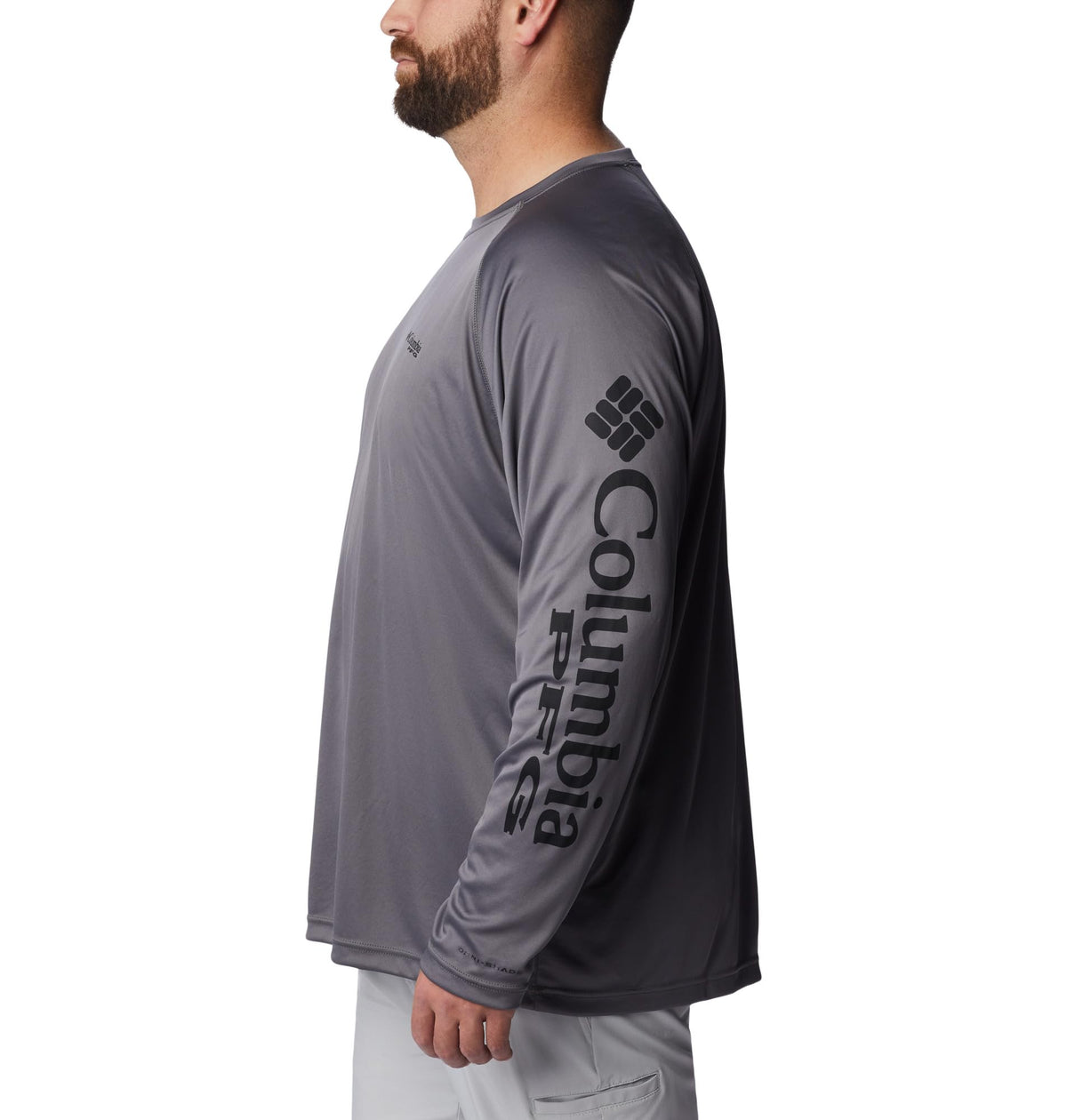 Columbia Men's PFG Terminal Tackle Long Sleeve Fishing Shirt, City Grey/Black Logo, Medium