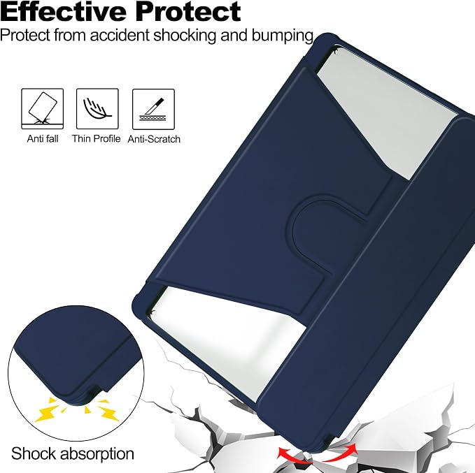 Tablet Case for Samsung Galaxy TAB A9+/A9 Plus with S Pen Holder 360° Swiveling Stand Shockproof Cover with Clear Transparent Back Shell Auto Wake/Sleep (Black Galaxy Tab A9 Plus)