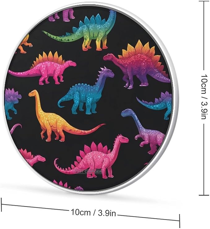 Dino Print Wireless Charger SlimWireless Charging Pad Anti-Slip Charger Mat for Men Women
