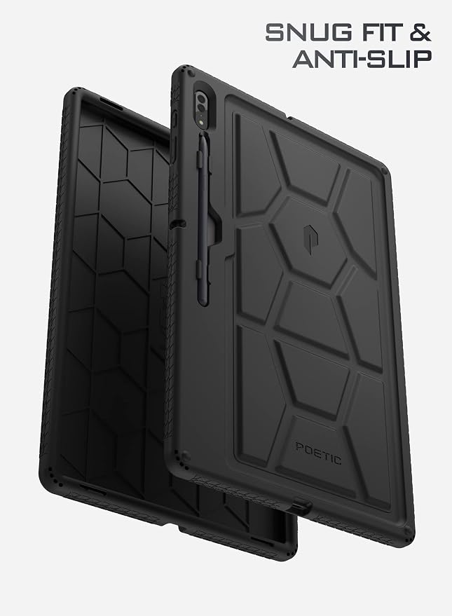 Poetic TurtleSkin Case for Samsung Galaxy Tab S10 FE Plus (2025 Release) 13.1 inch Case with S Pen Holder Heavy Duty Shockproof Kids Friendly Protective Silicone Cover Black