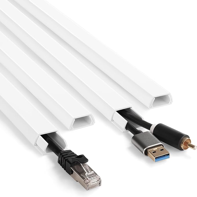 YCLYC 66in White Wire Covers for Cords Kit, Wall Cord Hider, Cord Covers for Wires on Wall, TV Cable Hider Kit, Easy to Install Cable Management 4XL16.5 W0.86 H0.43in