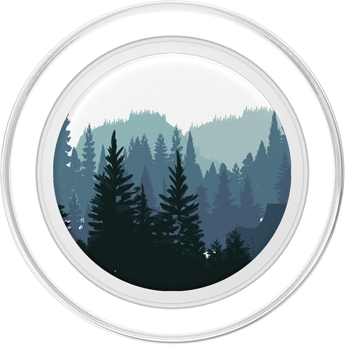 Pine Tree mountain scene Teal forest pattern for women men PopSockets Swappable PopGrip
